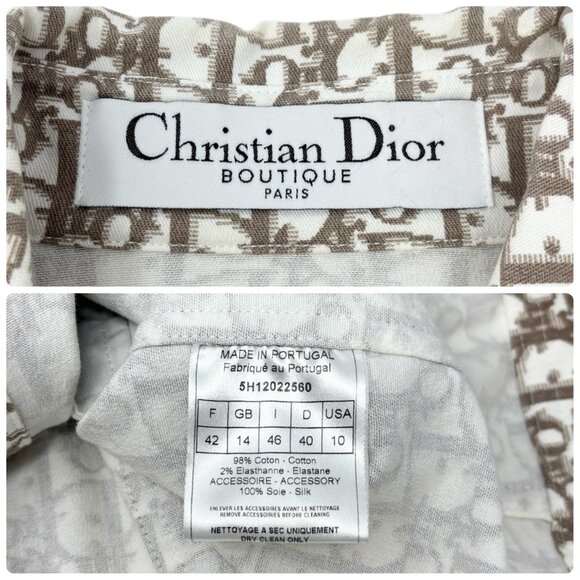Christian Dior Vintage Trotter Monogram Jacket #42 Beige Cotton Ribbon [106398] - Picture 13 of 13